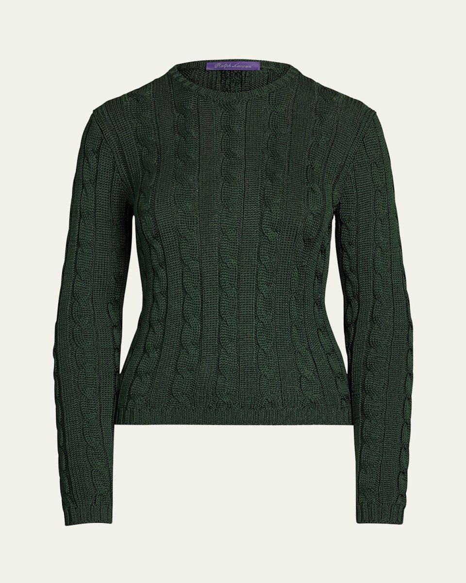 High Shine Cable Knit Crewneck Sweat